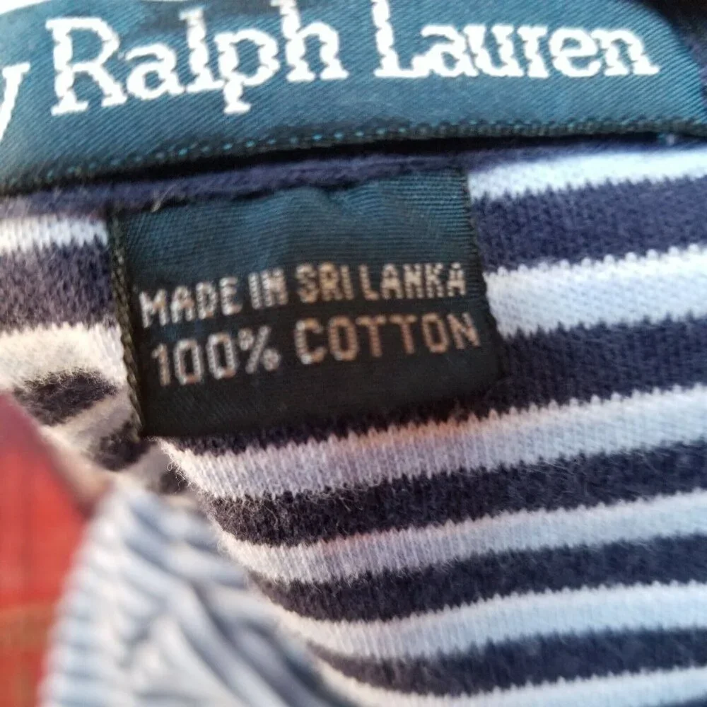 Polo Ralph Lauren Polo Shirt Mens Large Striped Pony Logo Short Sleeve Casual